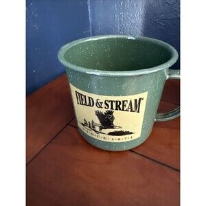 Field & Stream Green Tin Mug Camping Outdoors Eagle 1871 Coffee
